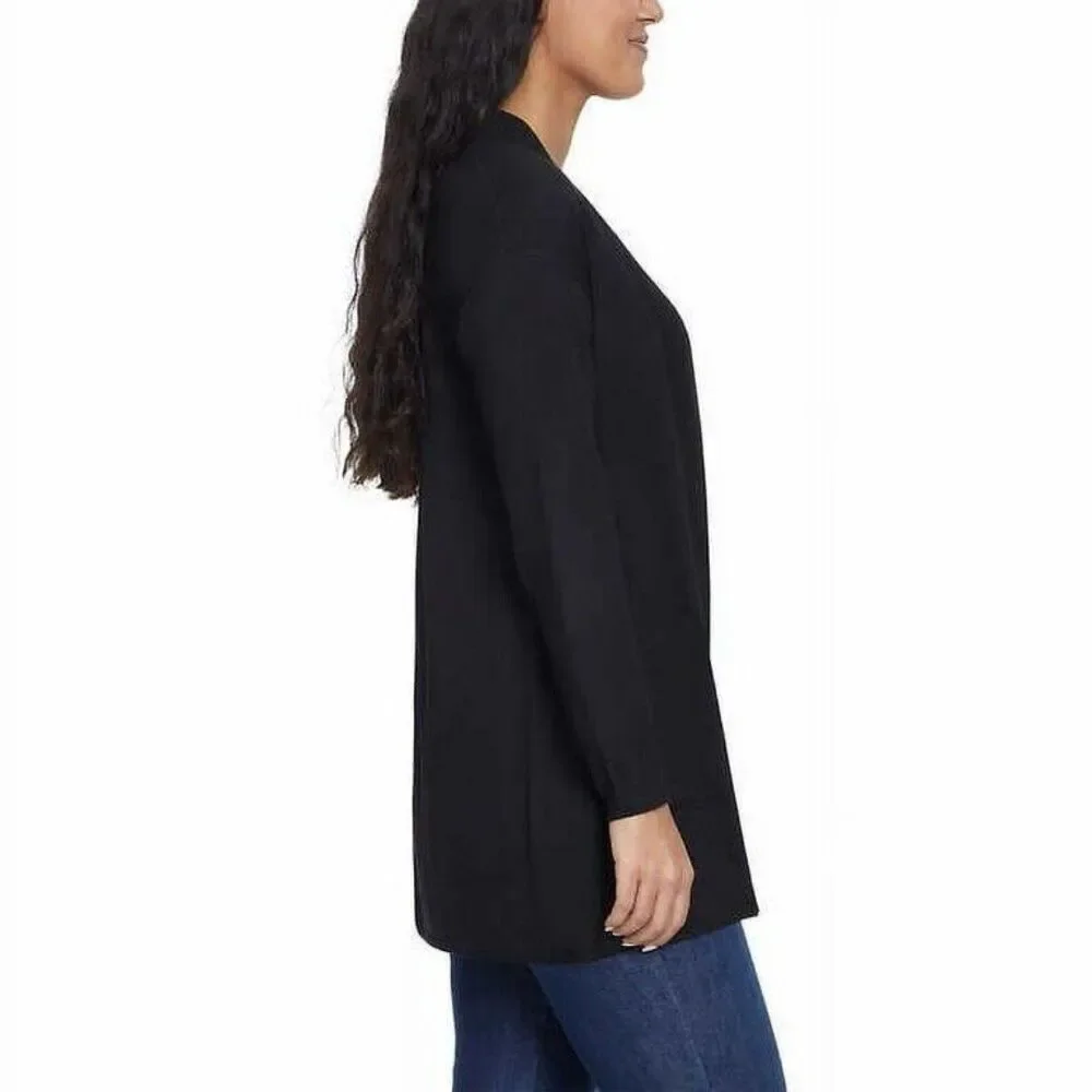 Gloria Vanderbilt Womens Open Front Lightweight Black Cardigan Relaxed Pockets S - Picture 2 of 5
